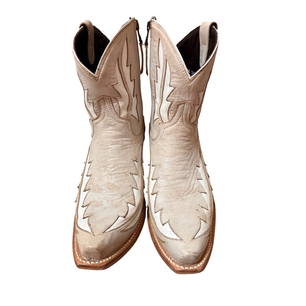 Lane Boots Sparks Fly Cream White Leather Western Snip Toe Booties LB0478 10